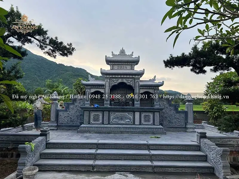 Mẫu lăng mộ đá dòng họ phong cách tối giản, hiện đại