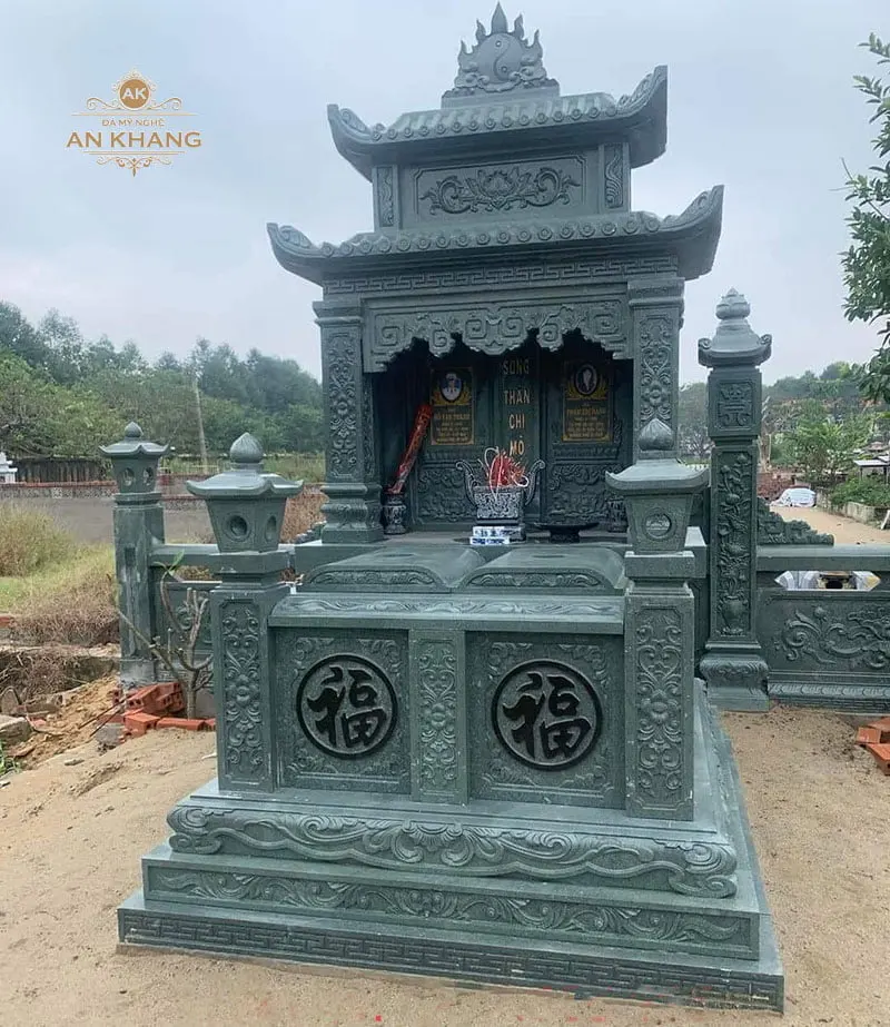 mẫu lăng mộ đá đôi cao cấp chuẩn phong thủy