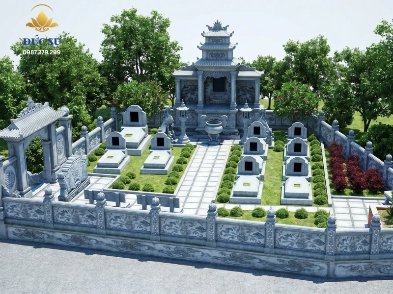 Mẫu thiết kế khu lăng mộ gia đình đất không vuông vắn