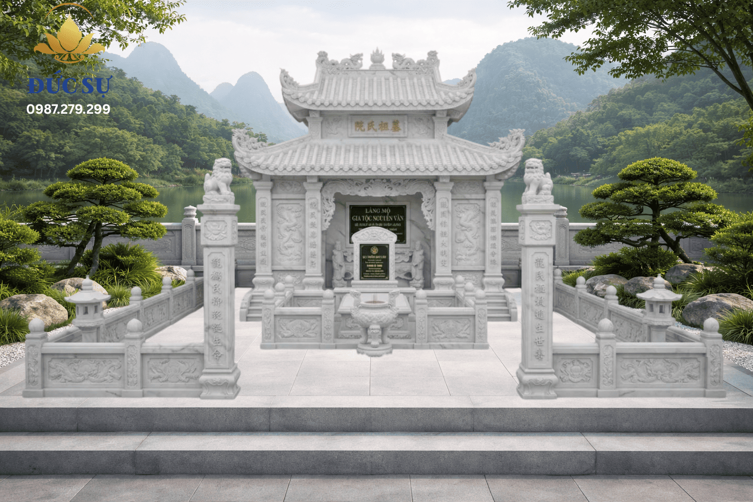 Lăng Mộ Đá Truyền Thống Trắng DS089