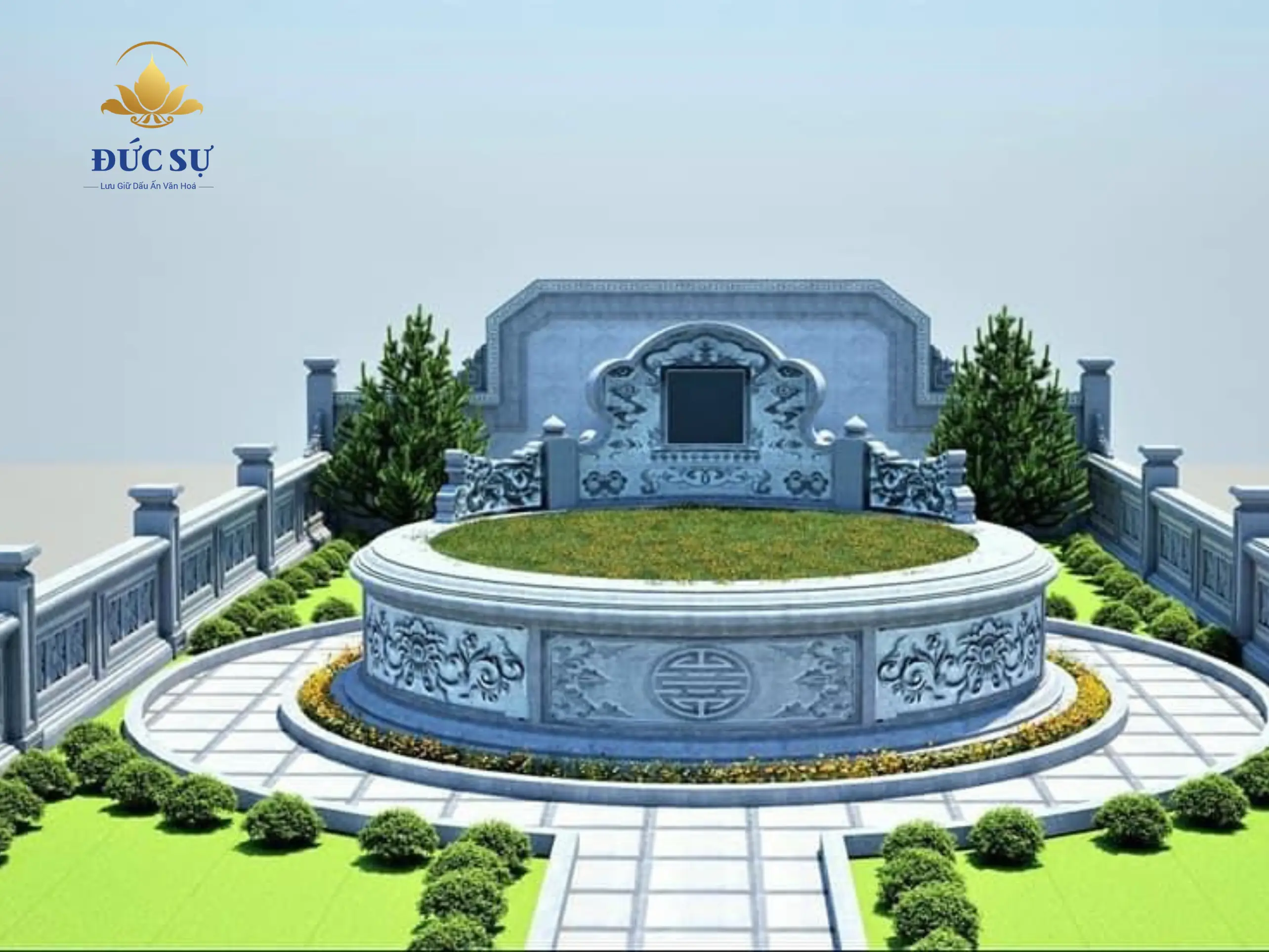 mẫu lăng mộ đá tròn đẹp bề thế