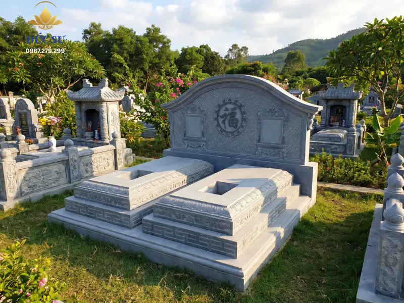 thiết kế mộ đôi hiện đại dành cho ông bà, cha mẹ