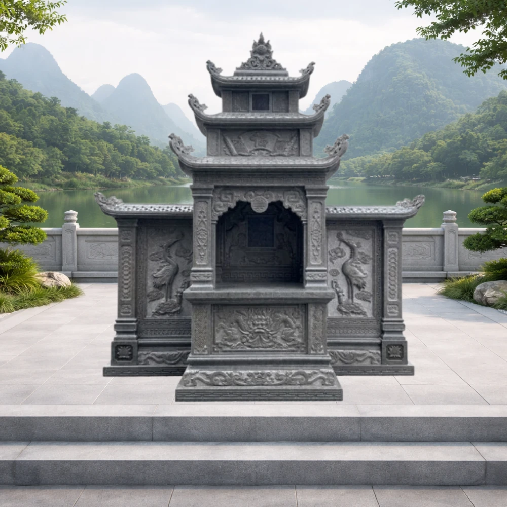 Lăng Thờ Đá Xám Ghi DS033